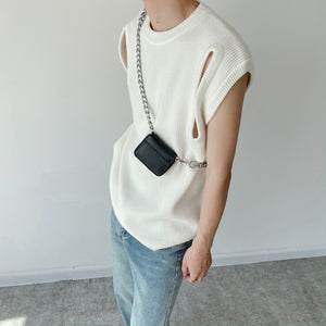 Simple Hollow Sleeveless Knit Vest