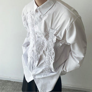 Pleated Trim Long Sleeve Shirt