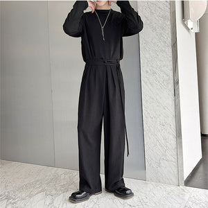 Elasticized Loose Straight Leg Trousers