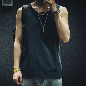 Solid Color Loose Sleeveless T-shirt