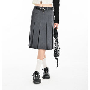 High Waist A Line Pleated Skirt