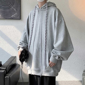 Webbing Embellished Loose Hoodie