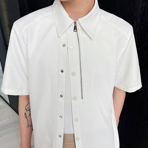 Zip-Place Short Sleeve Shirt Top