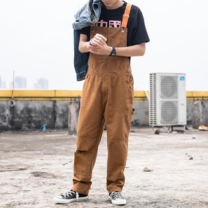 Loose Straight Leg Multi-Pocket Cargo Overalls