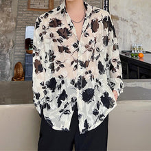 Load image into Gallery viewer, Floral Print Tulle Sheer Long Sleeve Shirt
