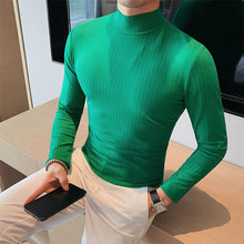 Load image into Gallery viewer, Half Turtleneck Slim Striped Long Sleeve Top
