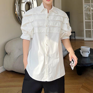 Pleated Trim Half Sleeve Shirt