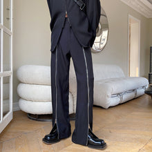 Load image into Gallery viewer, Zip Slit Drape Straight-leg Trousers
