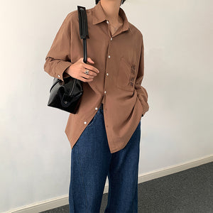 Pleated Pocket Solid Shirt