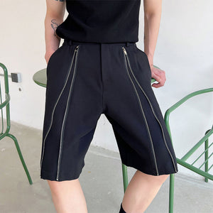 Zipper Decoration Straight Five-point Shorts