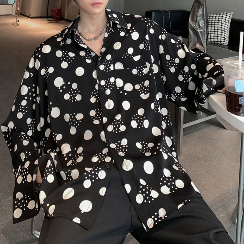 Printed Polka Dot Loose Long Sleeve Shirt