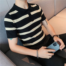 Load image into Gallery viewer, Wide Stripe Slim Fit Polo Shirt
