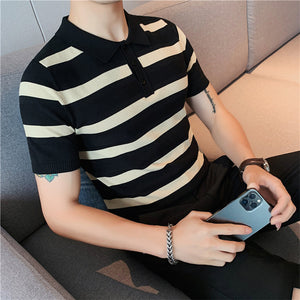 Wide Stripe Slim Fit Polo Shirt