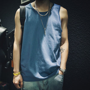 Solid Color Loose Sleeveless T-shirt