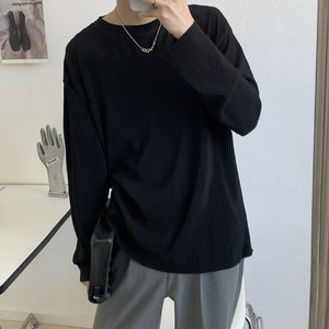 Thin Simple Solid Color Pullover Long Sleeve T-Shirt