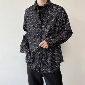 Sequin Lapel Black Long Sleeve Shirt