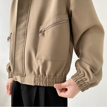 Load image into Gallery viewer, Solid Lapel Padded Shoulder Loose Jacket
