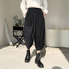 Load image into Gallery viewer, Stitching Stripe Cropped Bloomer Pants
