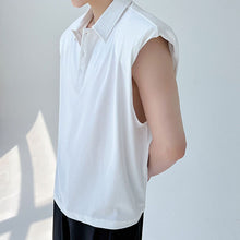 Load image into Gallery viewer, Oversized Shoulder Pads Sleeveless Lapel T-Shirt
