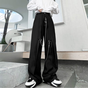 Metal Chain Trim Suit Trousers