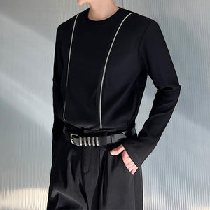 Slim Fit Double Zip Slit Long Sleeve T-Shirt