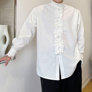 Stand Collar Lace Long Sleeve Shirt