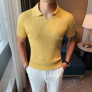 Slim Fit Knit Short Sleeve Polo Shirt