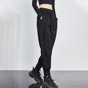 Elastic Waist Drawstring Harem Pants