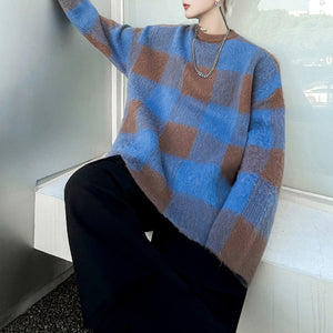 Contrasting Color Pullover Loose Sweater