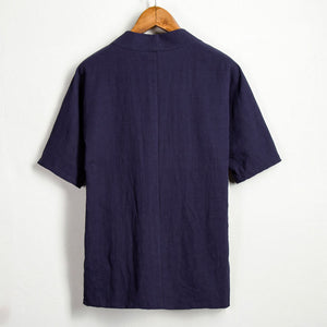 Cotton Linen Large Diagonal Short Sleeve Top