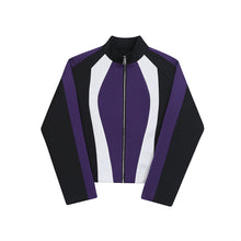 Load image into Gallery viewer, Colorblock Stand Collar Jacket
