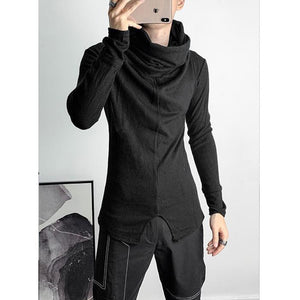 Heap Collar Slim Long Sleeves Knitted Shirt