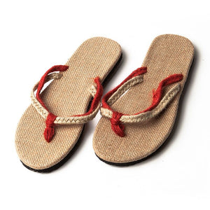 Linen Cross-strap Flip-flops