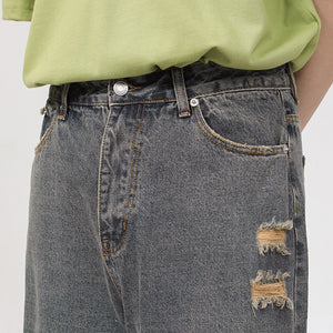 Straight Shredded Casual Jeans