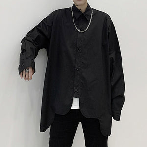 Rounded Hem Long Sleeve Shirt