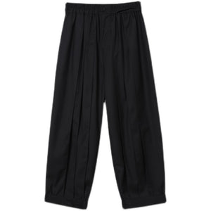 Pleated Cuffed Loose Cropped Pants