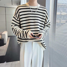 Load image into Gallery viewer, Stripes Dropped Shoulder Long Sleeves Sweater
