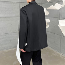 Load image into Gallery viewer, Black and White Paneled Shoulder Pad Lapel Blazer
