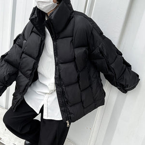 Solid Zip Stand Collar Thickened Jacket