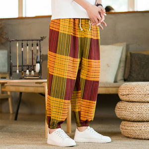 Thin Check Cropped Harem pants