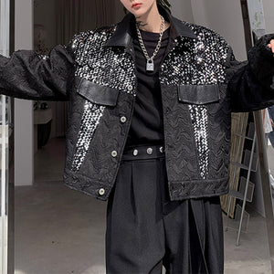 Vintage Sequin Stitching Lapel Jacket