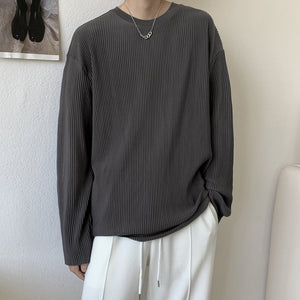 Thin Simple Solid Color Pullover Long Sleeve T-Shirt