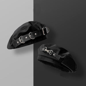 Metal Buckle Black Beret