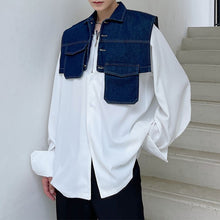 Load image into Gallery viewer, Asymmetrical Pockets Cropped Denim Vest
