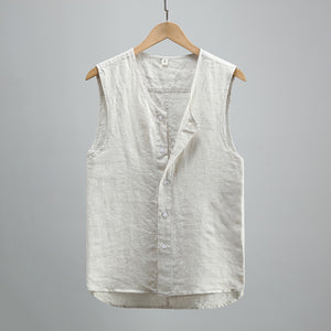 Summer Solid Color Linen Vest