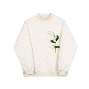 Floral Thick Half Turtleneck Sweatshirt