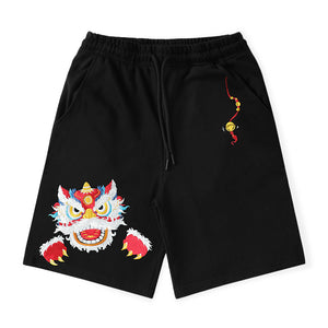 Lion Embroidered Lounge Shorts