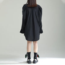 Load image into Gallery viewer, Irregular Lapel Puff Sleeves Mid Length Shirt
