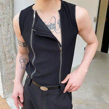 Load image into Gallery viewer, Slim Fit Deconstructed Zip Panel Tank Top
