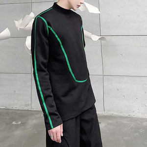 Contrast Webbing Turtleneck Sweatshirt